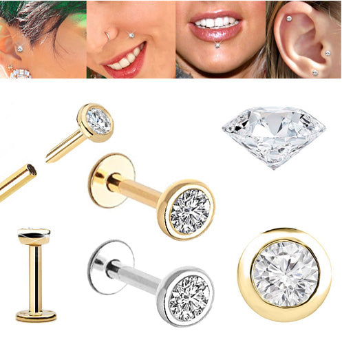 DIAMOND Bezel Flat Back Push-In Stud