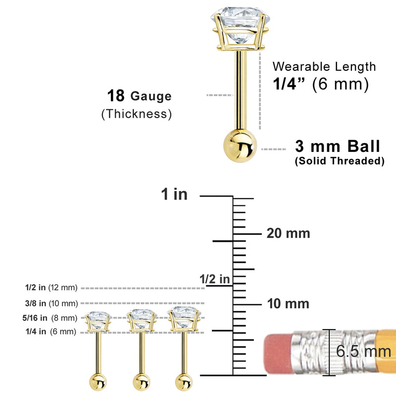 14K Gold Ball Back Single Earring